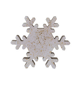 Handmade Enameled Mango Wood Snowflake w/ Gold Splatter