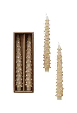 Unscented Tree Shaped Taper Candes in Box, Eggnog Color, Set of 2