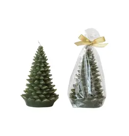 Unscented Tree Shaped Candle w/ Gold Tips, Evergreen Color