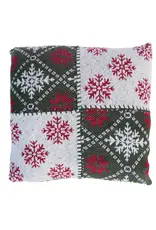 20" Square Cotton Knit Pillow w/ Snowflake Patterns, Multi Color