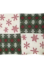 Cotton Knit Throw w/ Snowflake Patterns, Multi Color