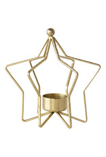 Metal Star Shaped Tealight Holder, Gold Finish