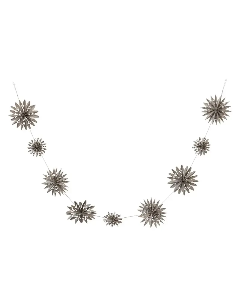 Recycled Paper Folding Snowflake Garland in Kraft Box, Grey