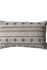 24"L x 15"H Cotton Embroidered Lumbar Pillow w/ Chambray Back
