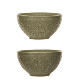 10 oz. Debossed Stoneware Bowl, 2 Styles (Each One Will Vary)