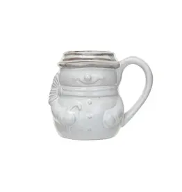 16 oz. Stoneware Snowman Shaped Mug, Reactive Glaze (Each One Will Vary)