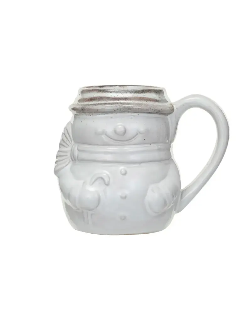 16 oz. Stoneware Snowman Shaped Mug, Reactive Glaze (Each One Will Vary)