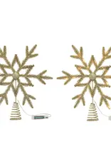 Plastic & Metal LED Snowflake Tree Topper w/ Glitter, Champagne Color