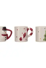 12 oz. Stoneware Holiday Mug w/ Shaped Handle, 3 Styles
