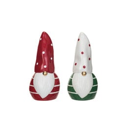 Ceramic Gnome w/ Patterns & Gold Electroplated Nose, 2 Colors