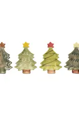 Hand-Painted Stoneware Christmas Tree Dish w/ Star, 4 Styles