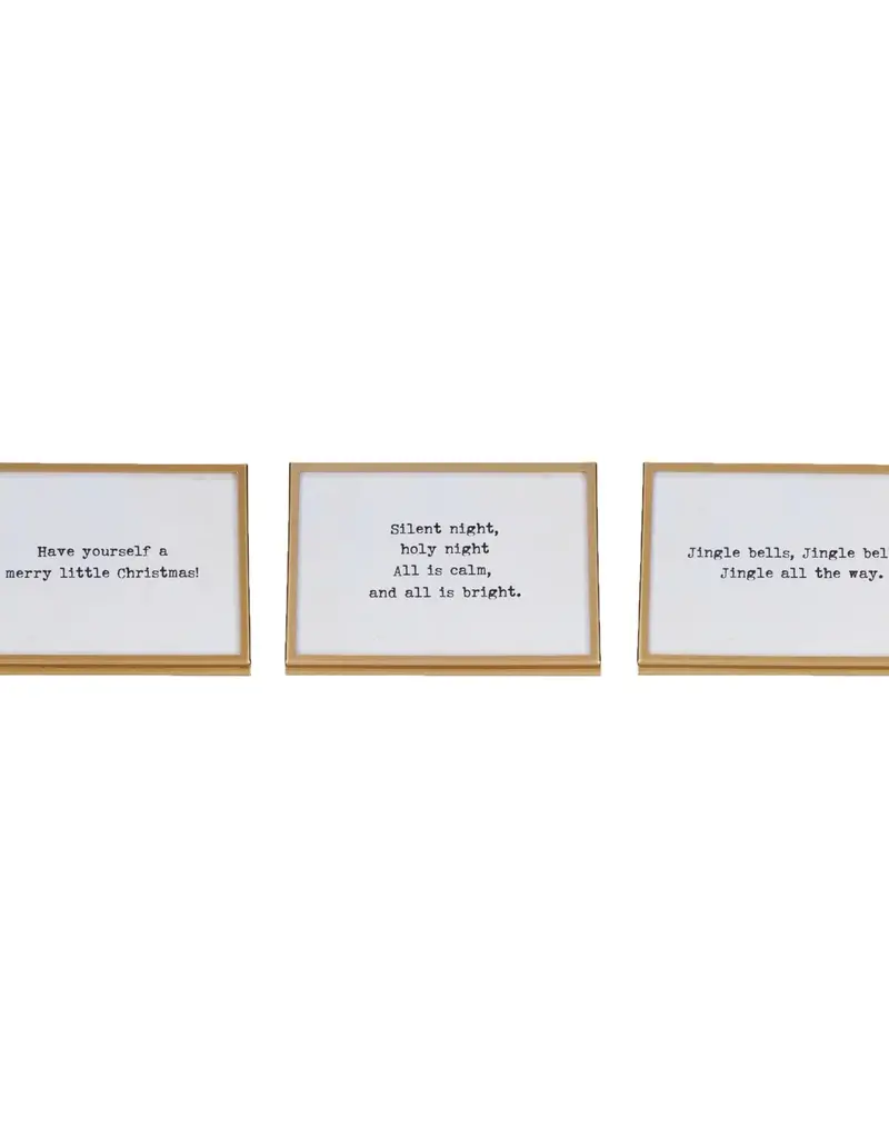 Metal & Glass Frame w/ Easel & Saying, Gold Finish, 3 Styles (Holds 4" x 6" Photo)