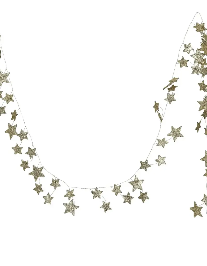 Glitter Paper Star Garland, Gold Color