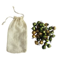 Embossed Recycled Mercury Glass Ornaments in Muslin Bag, Set of 36