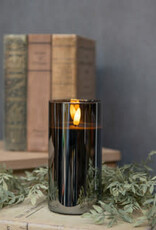 6" Black Glass 3D Flame Candle