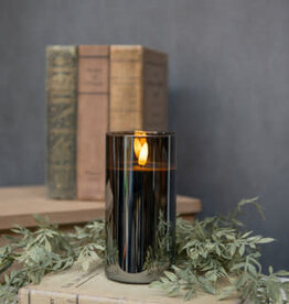 6" Black Glass 3D Flame Candle