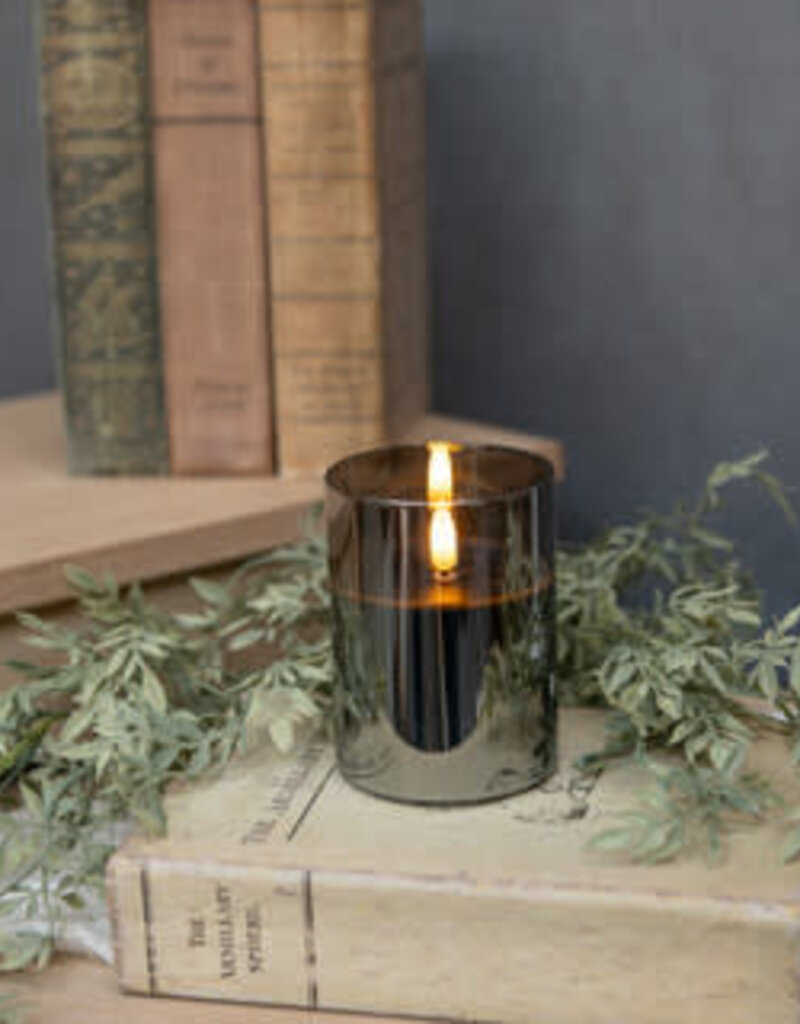 4" Black Glass 3D Flame Candle