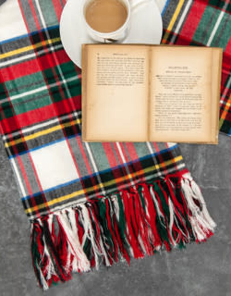 White Tartan Throw