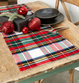48" White Tartan Table Runner