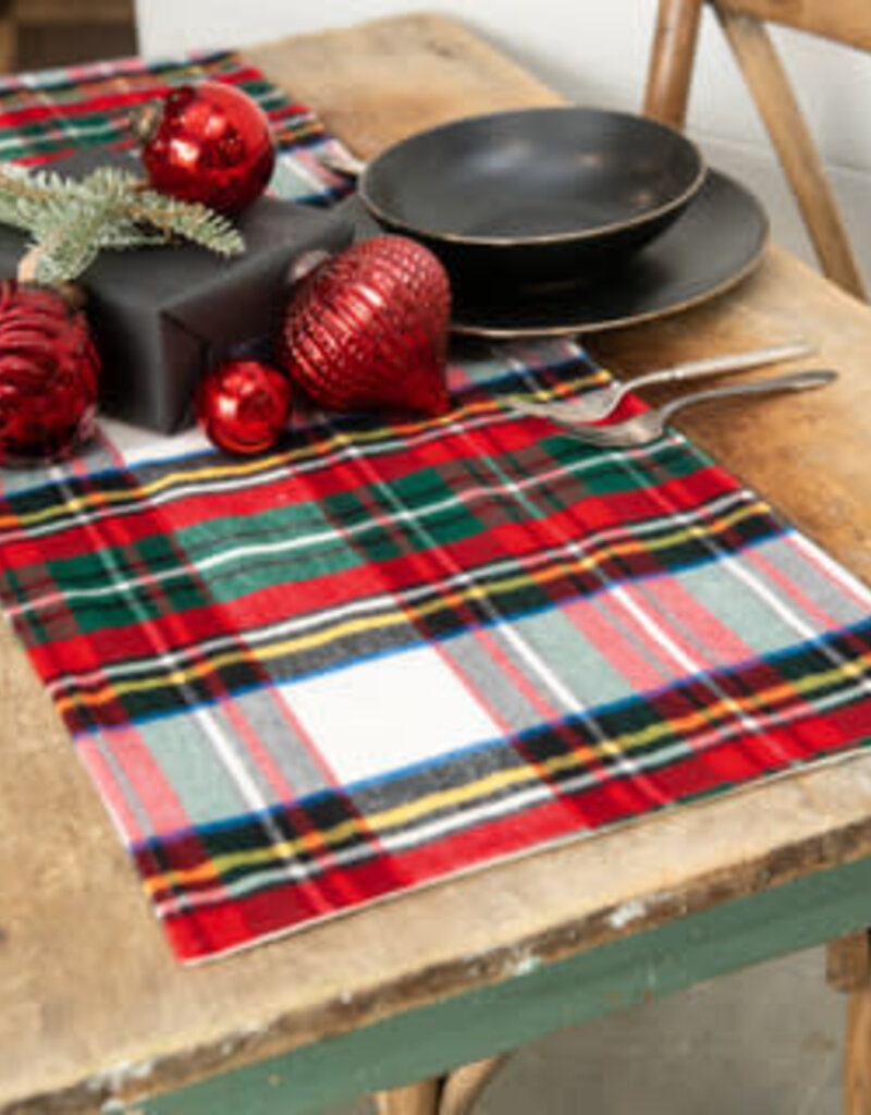 48" White Tartan Table Runner