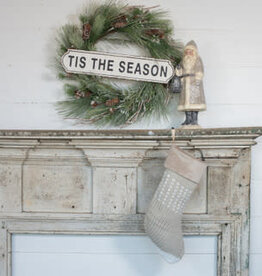 18" Grey Stocking w/White Stripes