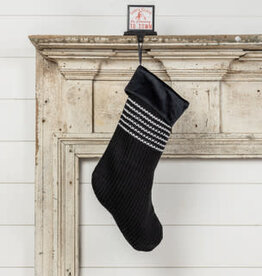 24" Black Stocking w/White Stripes