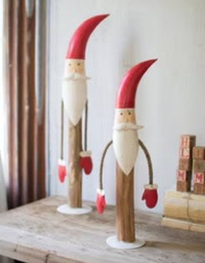 Painted Metal & Wood Santa