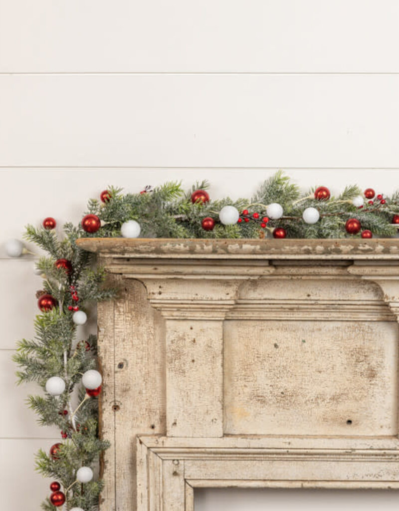 72" RED & WHITE BALL GARLAND W/ 1.5" BALL