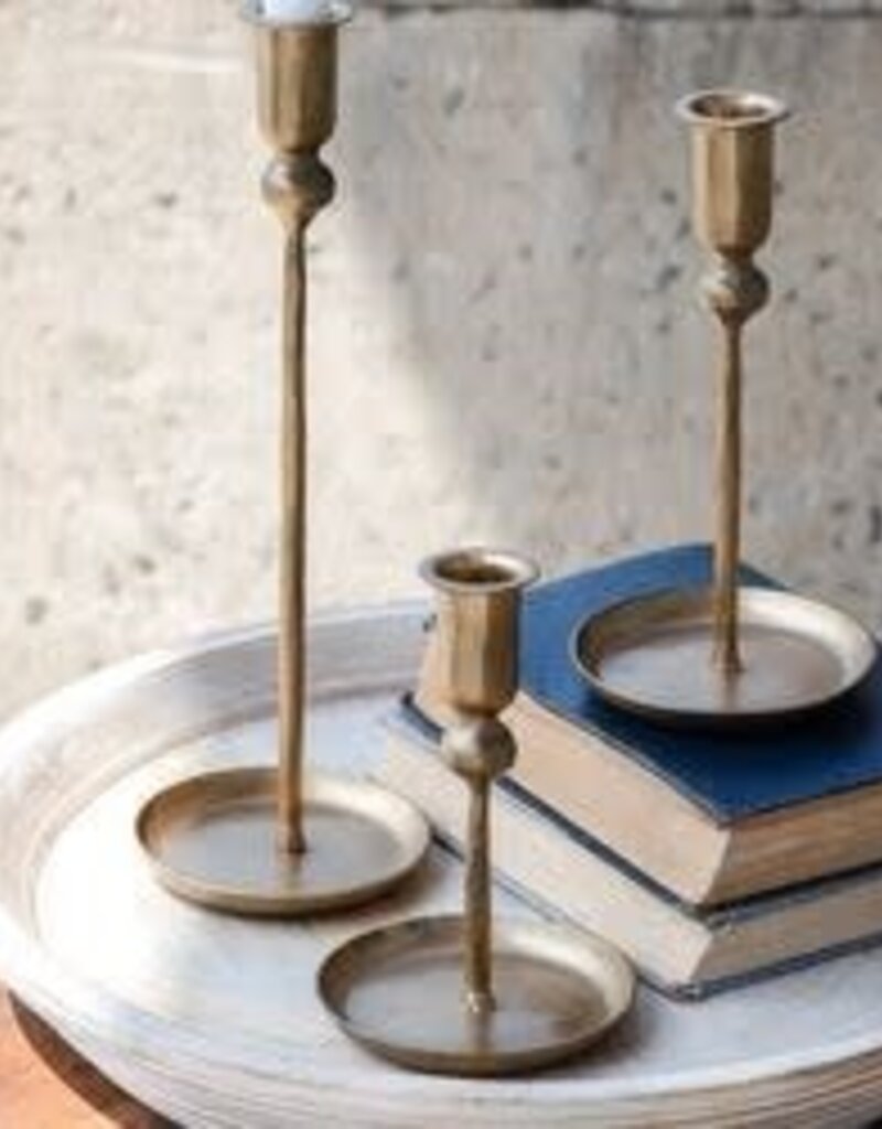 S/3 Gold Plate Candle Holders