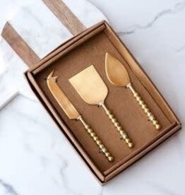 3pc. Gold Ball Cheese Knife Set