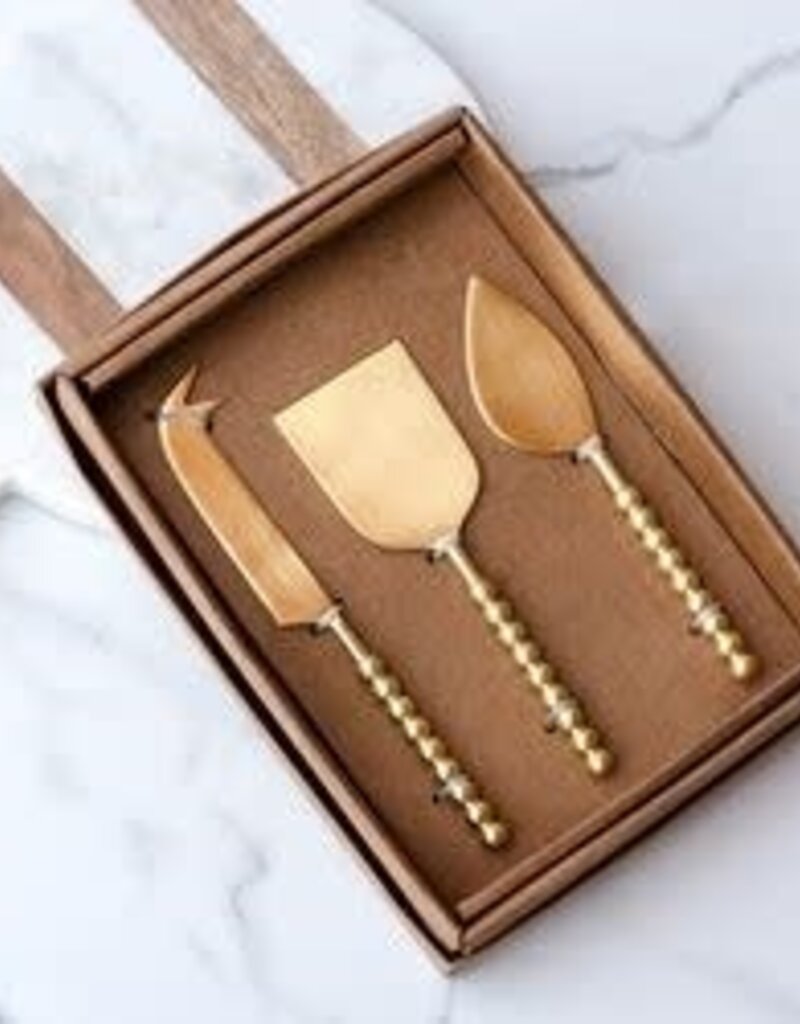 3pc. Gold Ball Cheese Knife Set