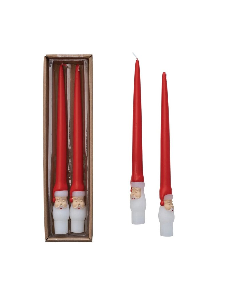 10"H Unscented Santa Taper Candles in Box, Set of 2