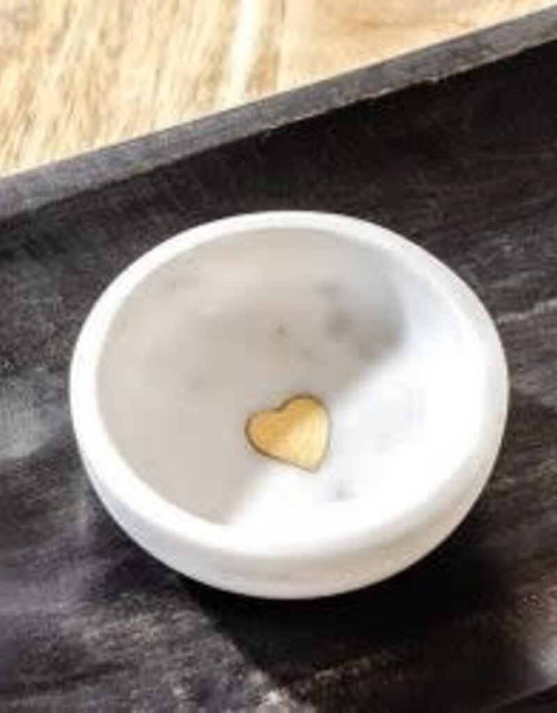 4" Marble Tray w/Gold Heart Inlay