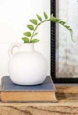 4" MATTE WHITE HANDLE VASE