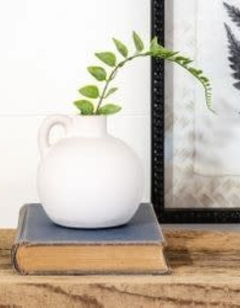 4" MATTE WHITE HANDLE VASE