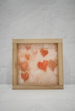 Vintage Hearts Sign, 7x7, Light oak