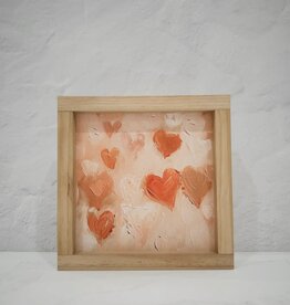Vintage Hearts Sign, 7x7, Light oak
