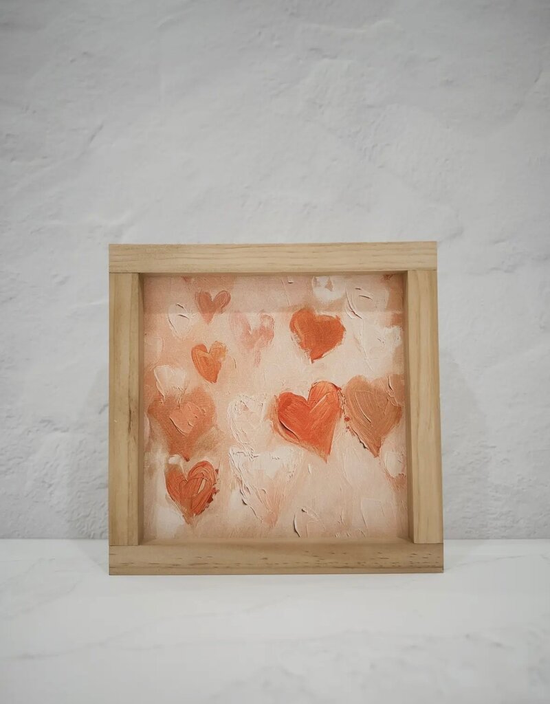 Vintage Hearts Sign, 7x7, Light oak