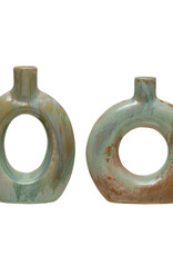Stoneware CutOut Vase with Glaze, 2 Styles