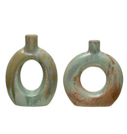 Stoneware CutOut Vase with Glaze, 2 Styles