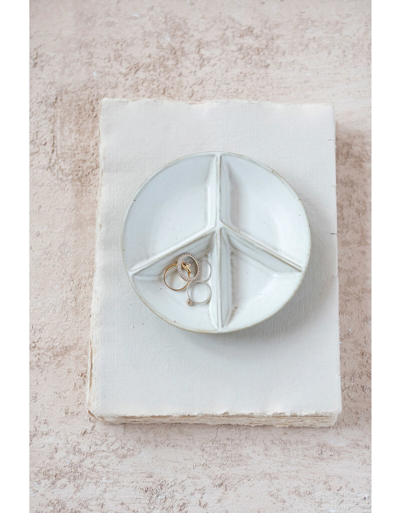 Stoneware Peace Sign Divided Dish with 4 Sections