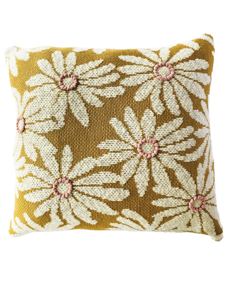 20" Cotton Pillow w/Flowers