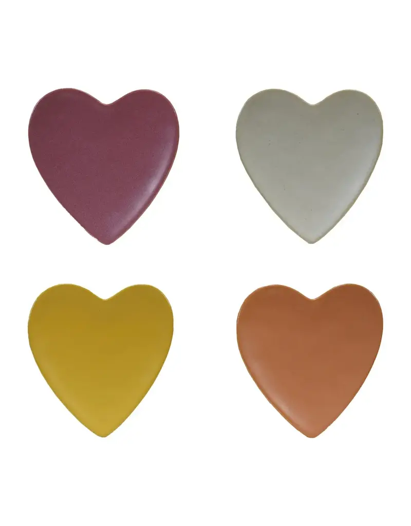 Stoneware Heart Shaped Dish, Matte Finish, 4 Colors