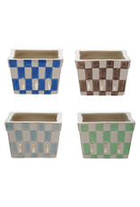 4" Stoneware Berry Basket, 4 check colors