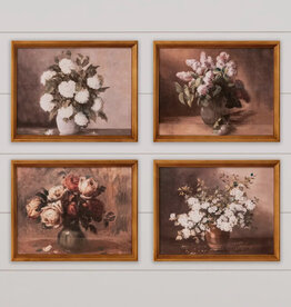 Antique Gold Framed Botanical Prints, 4 assorted