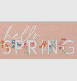 Hello Spring Flowers Block Sign