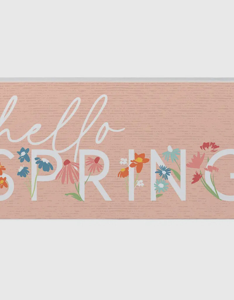 Hello Spring Flowers Block Sign