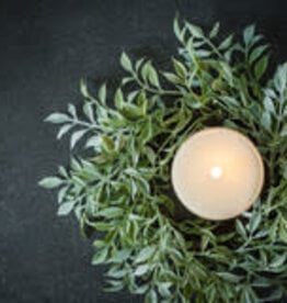 12" Soft Green Tea Leaf Candle Ring