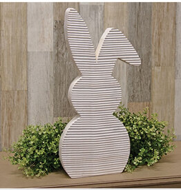 White Corrugated Wooden Bunny Sitter, 18"H
