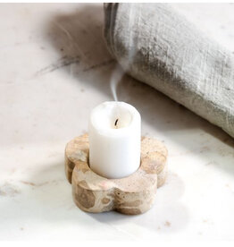 Beige Marble Flower Tealight Holder
